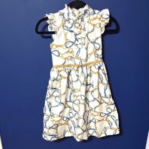 Janie and Jack Cream Ruffled Tiered Sundress Mock Neck